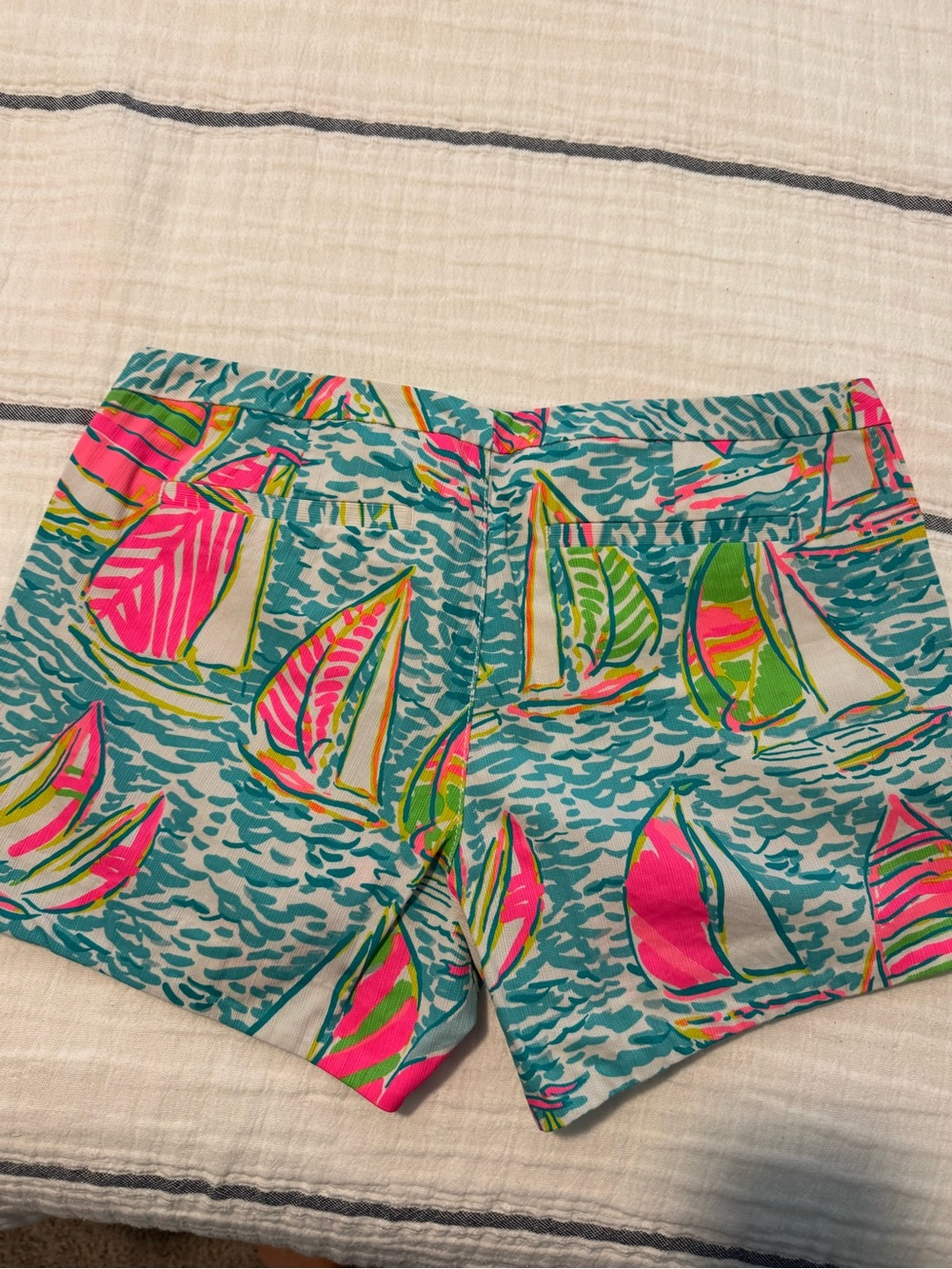 Lilly Pulitzer Sailboat Print Jean Shorts - Teal, Pink & Lime